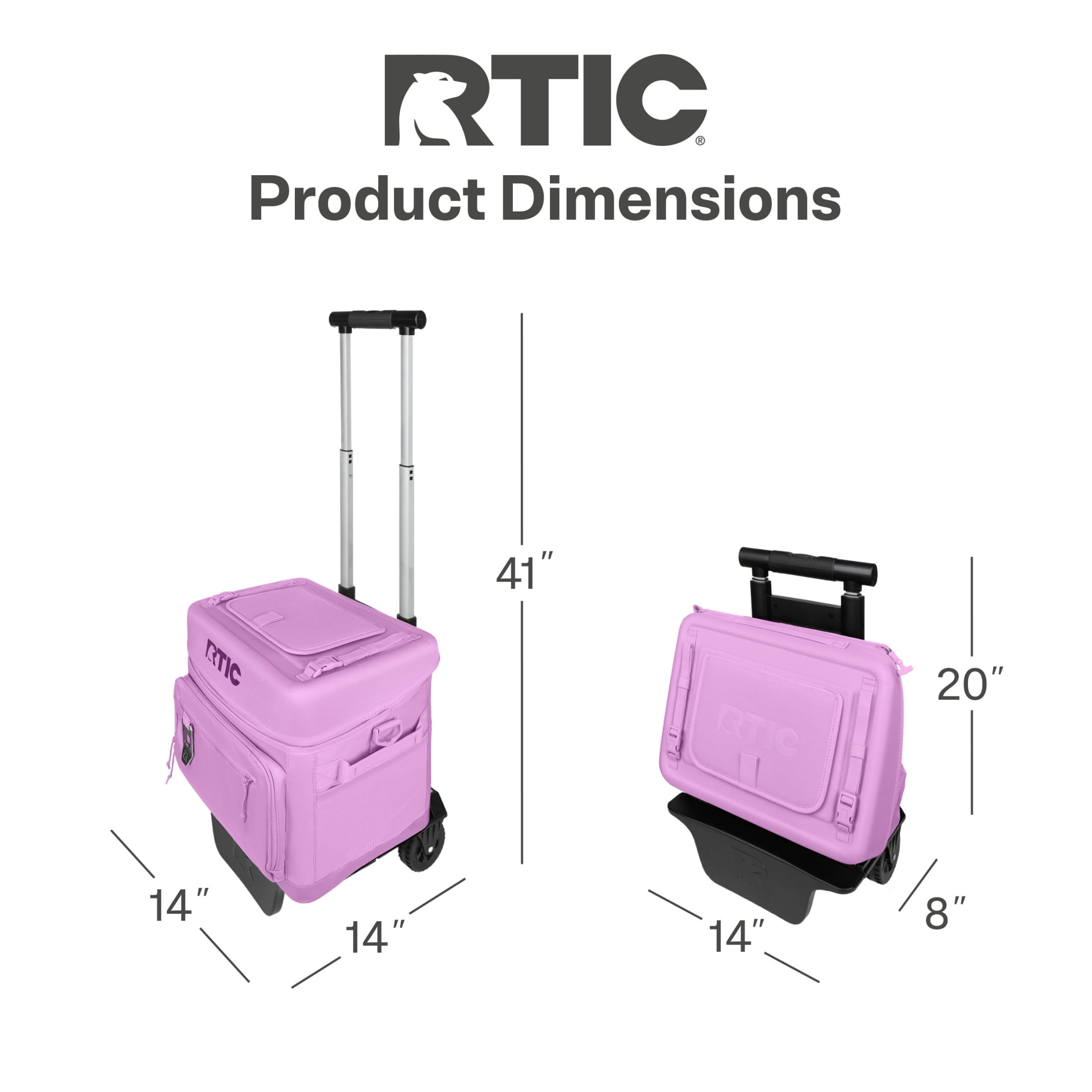 RTIC 40-Can, 21 Qt, Collapsible Wheeled Cooler with Bottle Opener, Lavender