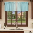 thumbnail image 6 of Aqua Beige Striped Curtain Valances for Windows, Kitchen Valance Window Treatments Panel 2 Pack, Modern Farmhouse Retro Lines Rod Pocket Short Curtains for Bathroom Bedroom 60 x 18 Inch, 6 of 8