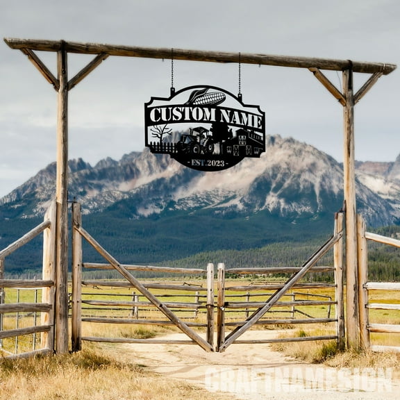 Craftnamesign Custom Metal Farm Sign, Metal Name Sign Outdoor, Farmhouse Hanging Outdoor