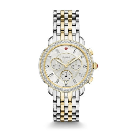 Michele Sidney Two-Tone Stainless Steel Diamond Dial Women's Watch MWW30A000005