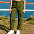 thumbnail image 7 of Women's Button Zip Cargo Jogger Pants, Ghalytn Elastic Back Waist Multi-Pocket Casual Outdoor Tapered Trousers, 7 of 7