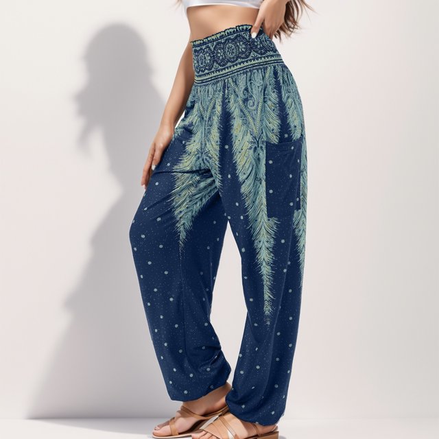 WILLBEST Pantalones Casuales para Mujer - Pantalones Casuales de Estilo Bohemio de Yoga Harlan Estampados de Moda de Cintura Alta para Comodidad Diaria Y Mediana