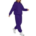 thumbnail image 5 of Huankd Sweatsuits Women 2 Piece Outfit Comfort Fleece Oversized Hoodie Jogger Sweatpants Set Athleisure Matching Sweat Sets Dark Purple M, 5 of 6