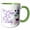 Green/White, variant on 3drose, Happy 70th Birthday in Purple with Purple Flowers, 11oz Magic Transforming Mug