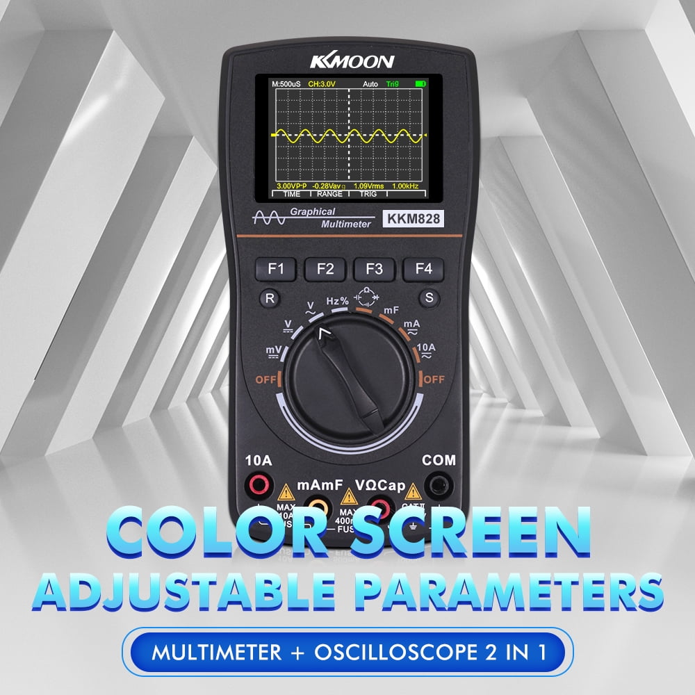 KKmoon kkm828 Intelligent Graphical Digital Oscilloscope Multimeter 2 in 1 with 2.4 Inches Color Screen 1MHz Bandwidth 2.5Msps Sampling Rate for DIY and Electronic Test