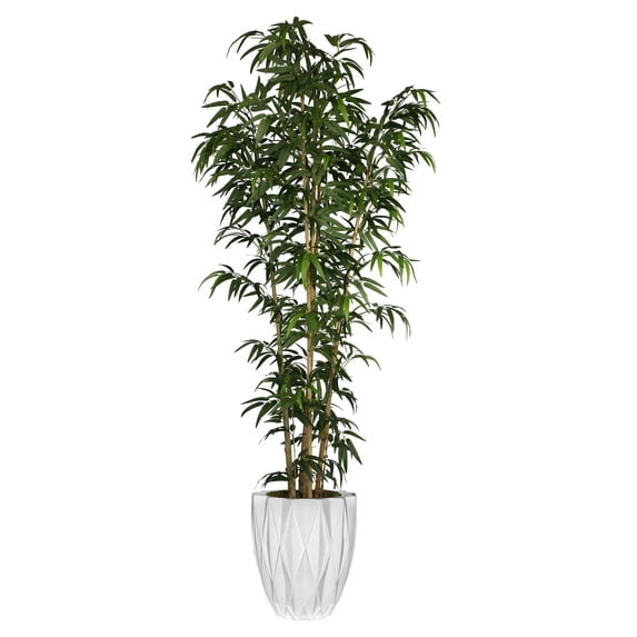Vintage Home Artificial Faux Real Touch 6.08 Feet Tall Bamboo Tree With Natural Poles and Fiberstone Planter