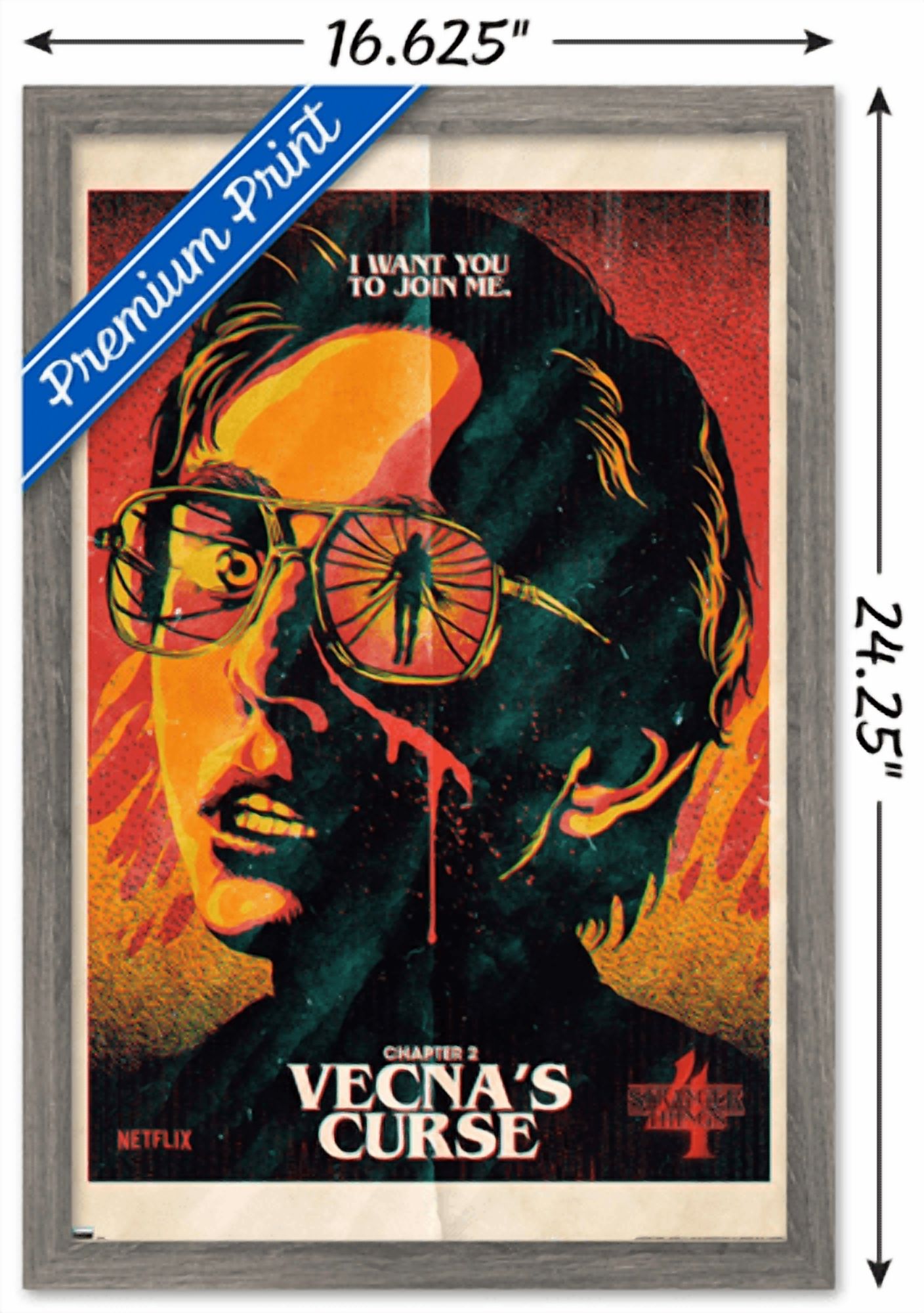 Netflix Stranger Things: Season 4 - Vecna's Curse Wall Poster, 14.725" x 22.375" Framed