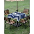 thumbnail image 4 of Outdoor Tablecloth with Umbrella Hole for Patio/Picnic/Party/Camping, Navy Blue Ombre Waterproof Table Cloth Square Cover Washable, Modern Moire Abstract Art Aesthetics (60"x 60"), 4 of 9