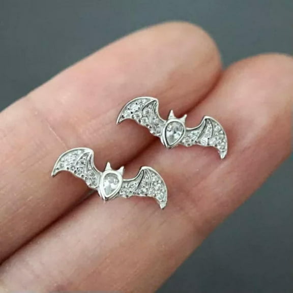 Simple 925 Silver Stud Earrings Cubic Zircon Women Halloween Jewelry A Pair