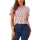 thumbnail image 1 of BLUSA FLORAL CON VOLANTES DE INSPIRE CHIC para Mujeres, Manga Corta, Cuello con Volantes, Blusas Casuales S Rosa Fucsia, 1 of 5