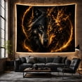 thumbnail image 6 of Fierce Wolf Face in a Fractured Fiery Landscape, Mysterious Gothic for Wildlife Enthusiasts, Dark Fantasy Wall Art, Halloween Gift Tapestry Wall Hanging for Living Room and Bedroom, 6 of 7