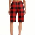 thumbnail image 3 of Prdecexlu Womens Pajama Shorts Lightweight Plaid Elastic Waistband with Drawstring Pockets Knee Length Breathable Bermuda Long Shorts Stylish Casual Lounge Pj Bottoms Red 2XL, 3 of 4