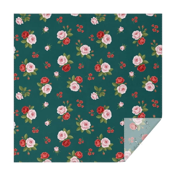 Pioneer Flower Floral Print Pattern Square Tablecloth, Waterproof Wipeable Spillproof Washable Table Cover for Home Kitchen Party Decor, 42"x42"