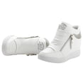 thumbnail image 2 of rismart Women's Wedge Platform Bootie Fashion Sneakers White 7.5, 2 of 5