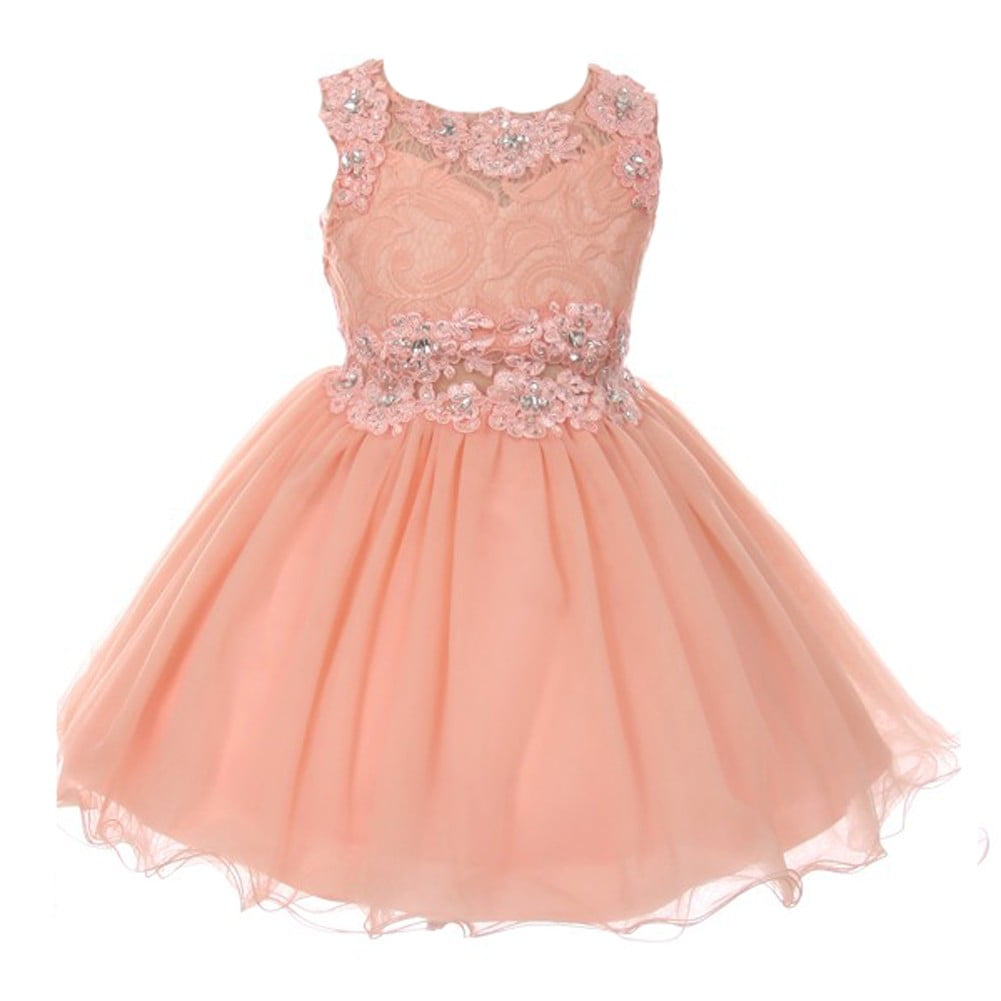 My Best Kids Girls Blush Pink Glitter Rhinestone Adorned Tulle Junior