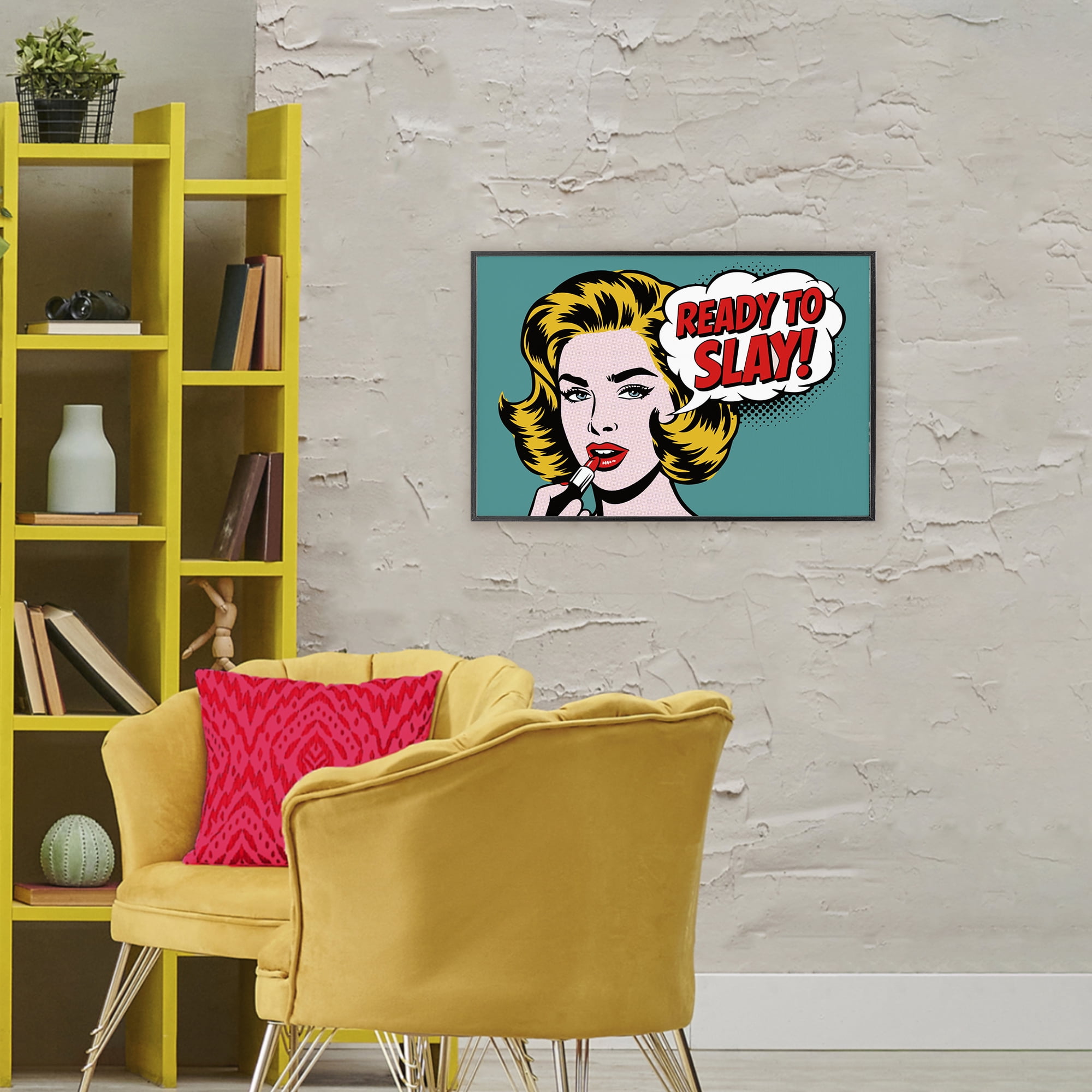 Stupell Industries Ready To Slay Pop Lipstick Black Framed Giclee Art, design by Andreas Magnusson