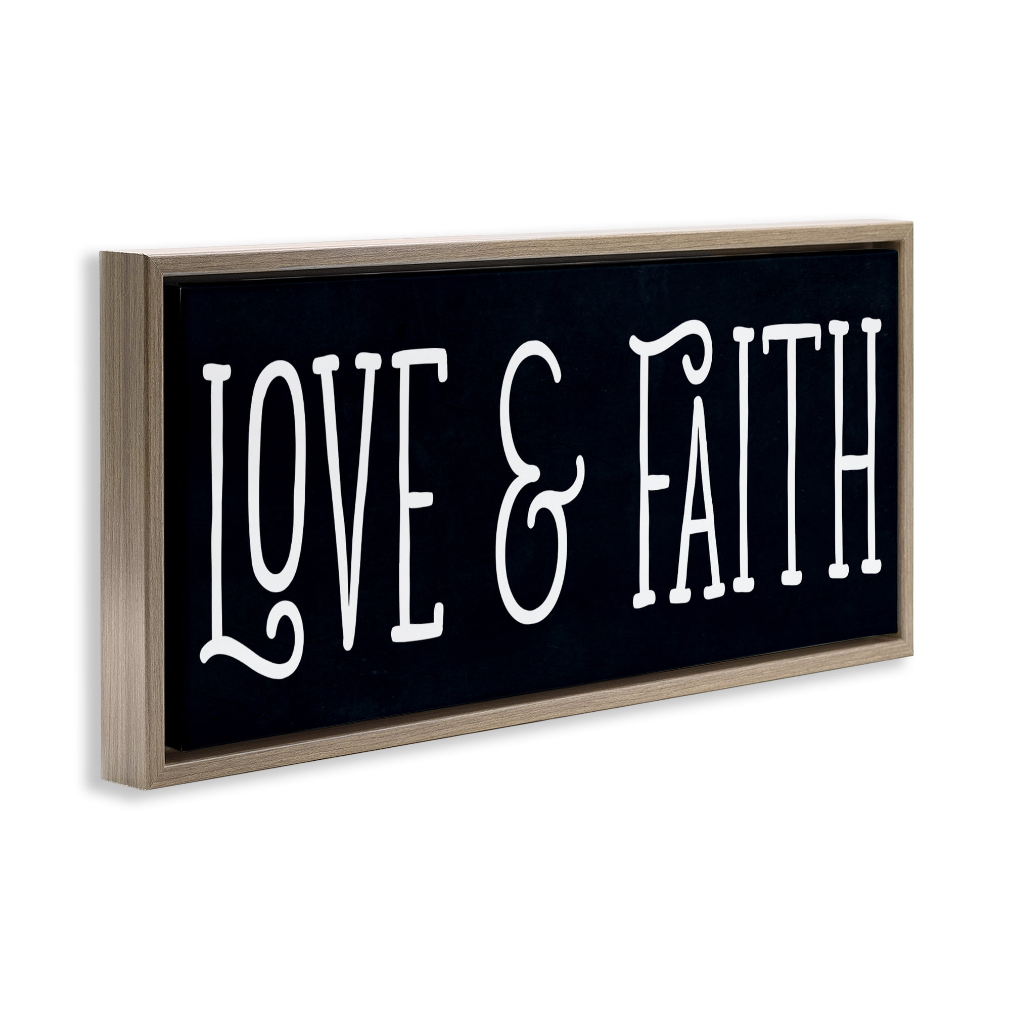 Stupell Industries Love & Faith on Black Brown Framed Floater Canvas Wall Art, design by SD Graphics Studio