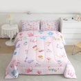 thumbnail image 2 of Homewish Cartoon Butterfly Animal Bedding Comforter Set for Kids, Cute Pink Floral Twin Comforter Sets, Kawaii Princess Theme Reversible Bedding Set, Ultra Soft Bedroom Decor, 2pcs, 2 of 8