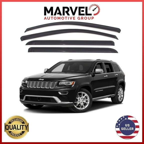 Smoke Window Sun Vent Visor Rain Guards Deflectors for Jeep Grand Cherokee 2011-2015