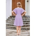 thumbnail image 3 of Arshiner Girl's Summer Dresses Ruffle Short Sleeve Swing Flowy Midi Casual Sundress with Pockets, 3 of 7