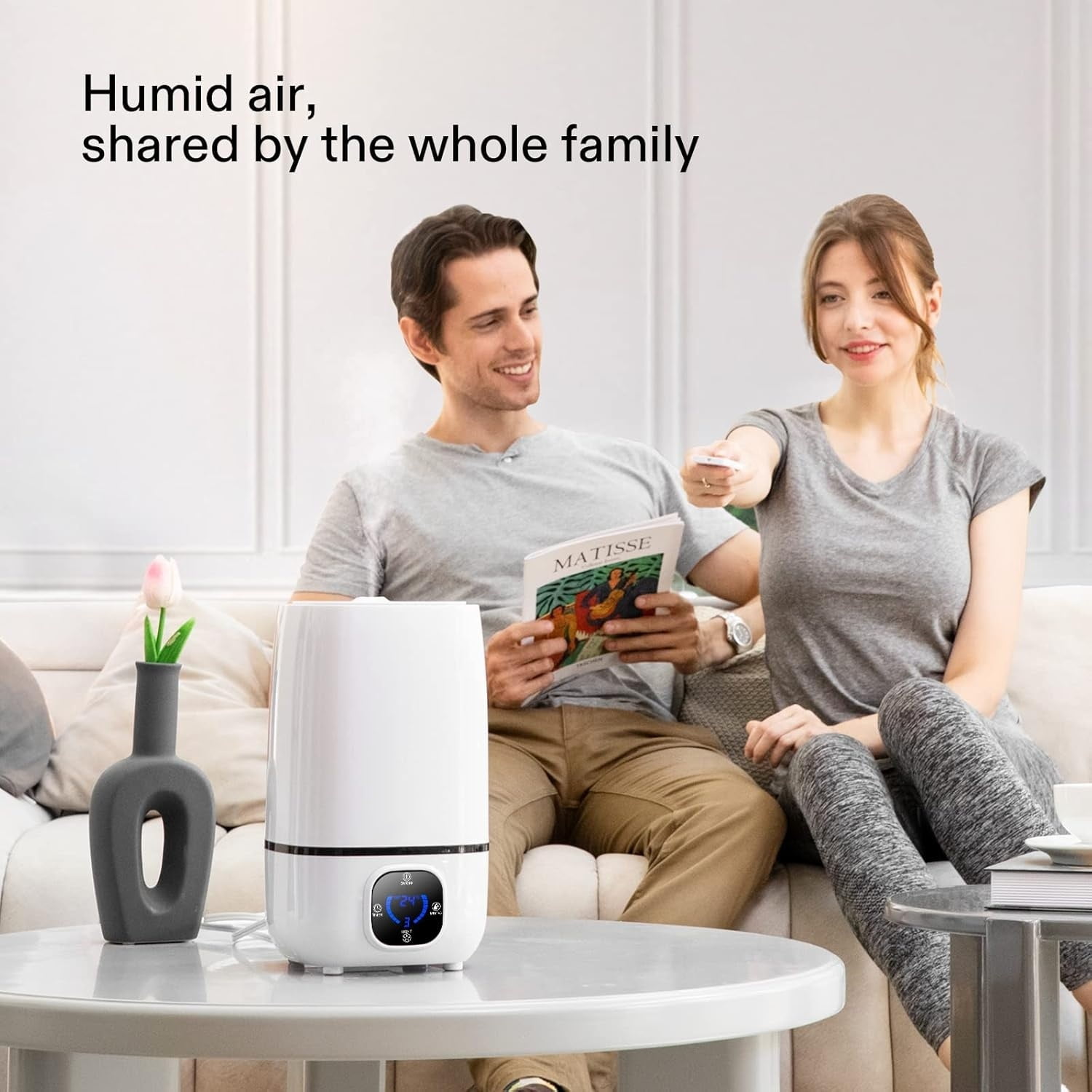 4L Cool Mist Humidifier with Remote Control for Bedroom, Plants, Baby, Dry Skin