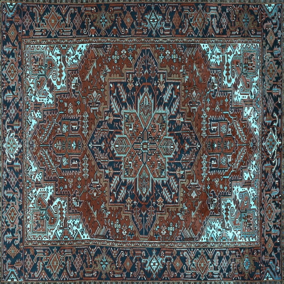 Ahgly Company Indoor Square Persian Light Blue Traditional Area Rugs, 8' Square
