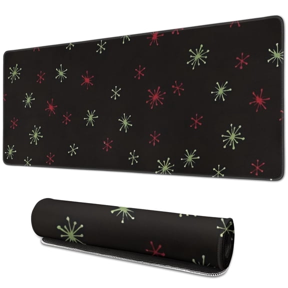 Long Mouse Pads for Desk,Black Christmas Star Pattern Desk Mats on Top Of Desks, Desk Mouse Pad Extra Large with 3mm Non-Slip Base and Stitched Edge for Gaming,Office,Work,Home 31.5x11.8in