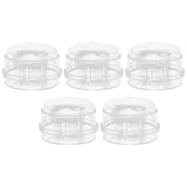 NICEXMAS 5Pcs Transparent White Plastic Round Stove Knob Covers for Child-Proof Gas Stove Safety Home Kitchen