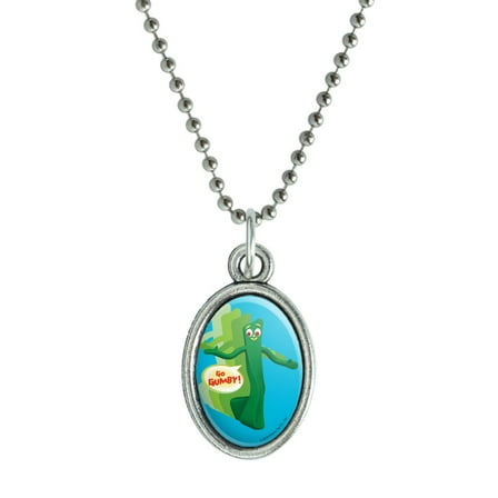 Go Gumby Antiqued Oval Charm Pendant with Chain