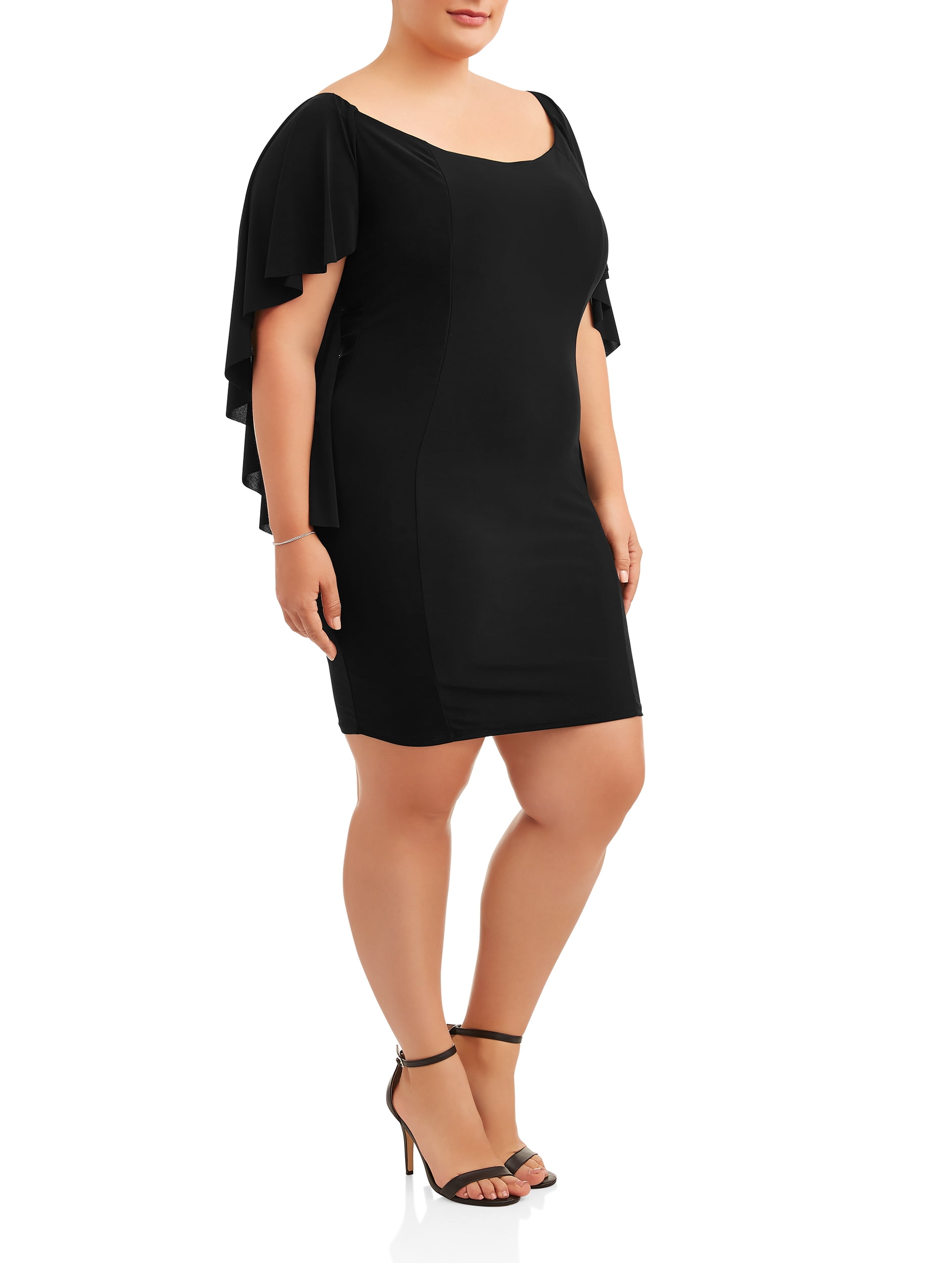 Women's Plus Size Ruffle Cape Dress