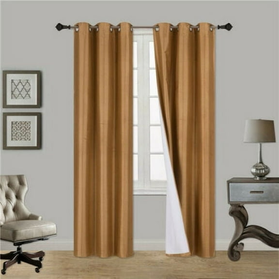 1 SET SSS GOLD Blackout Room Darkening Window Curtain Treatment Set, Two (2) Printed Grommet Panels 37"W X 84"L Each