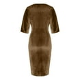 thumbnail image 5 of BangWanChi Womens Summer Dresses Formal Dresses for Women Women's Solid Color Spring New Golden Velvet Europe and The United States Thin Temperament V-neck Irregular Skirt Evening Long Dresses, 5 of 5
