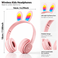 thumbnail image 2 of QINIUXO 2 Pack Kids Bluetooth Headphones with Bunny Ears, Volume Limited Wireless Headphones with Microphone for Girls & Boys, Foldable Over-Ear Headset for School, Tablet, Phone & PC (Pink/Black), 2 of 7