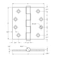 thumbnail image 2 of Deltana DSB4N10BM 4" X 4" Solid Brass Square Corner Ball Bearing Mortise Hinge - Bronze, 2 of 2