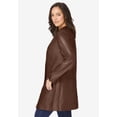 thumbnail image 4 of Jessica London Women's Plus Size Three Quarter Length Jacket Real Leather Oversized Long Coat, 4 of 6