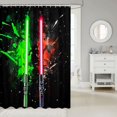 thumbnail image 2 of Erosebridal Galaxy Lightsaber Bathroom Curtain 72x78, Green Red Bathroom Decor, Gradient Watercolor Print Decor, 2 of 5