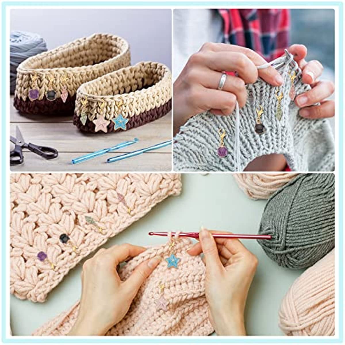 Wood Set Locking Knitting Stitch Markers Matel Crochet Latch - Temu