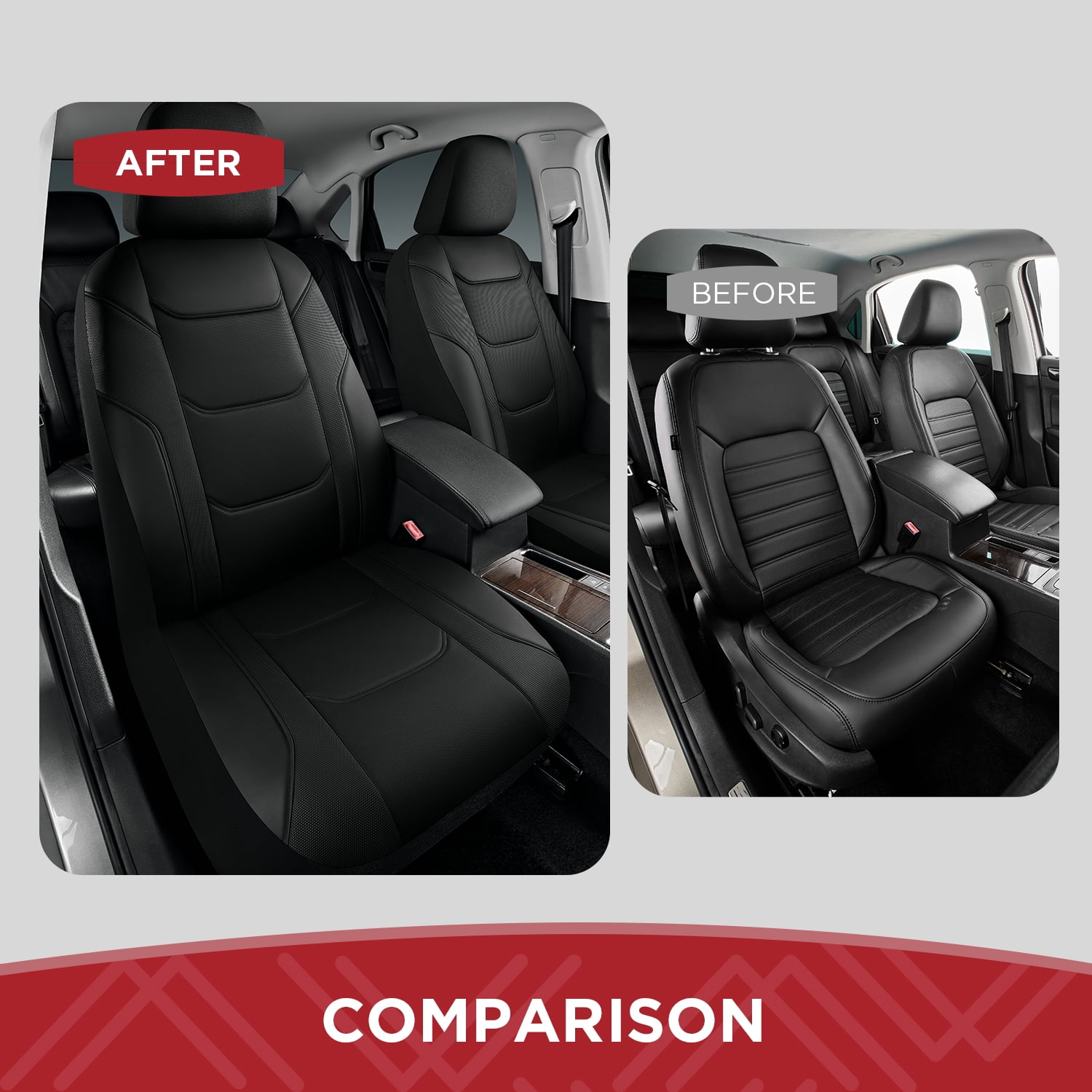 Rubbermaid Leather Car Seat Cover,Front Seat Cover Universal FIT,Waterproof ,Easy to Install for Most Vehicles (Black)