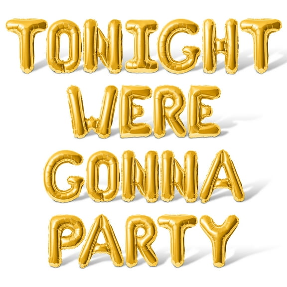 Letter Balloons - TONIGHT WERE GONNA PARTY 16" Inch Alphabet Letters Foil Mylar Balloon Bachelorette Party Banner (Gold)
