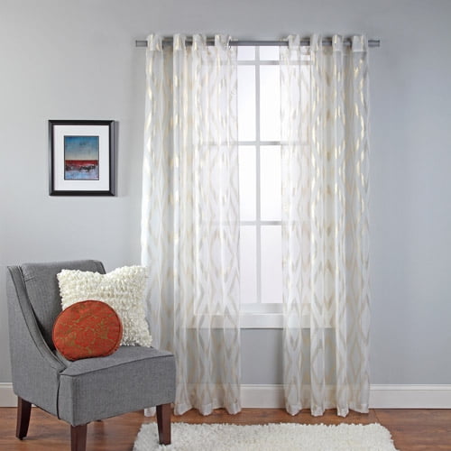 Delancey Metallic Print Sheer Grommet Window Panel