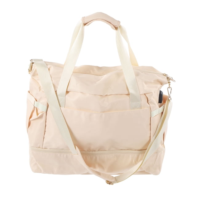 Bolsa De Gimnasio Deportivo Para Mujer, Bolsa De Viaje Impermeable Para Artículos Personales De Gran Capacidad Con Múltiples Bolsillos, Puerto De Carga USB Para Viajes De Yoga Y