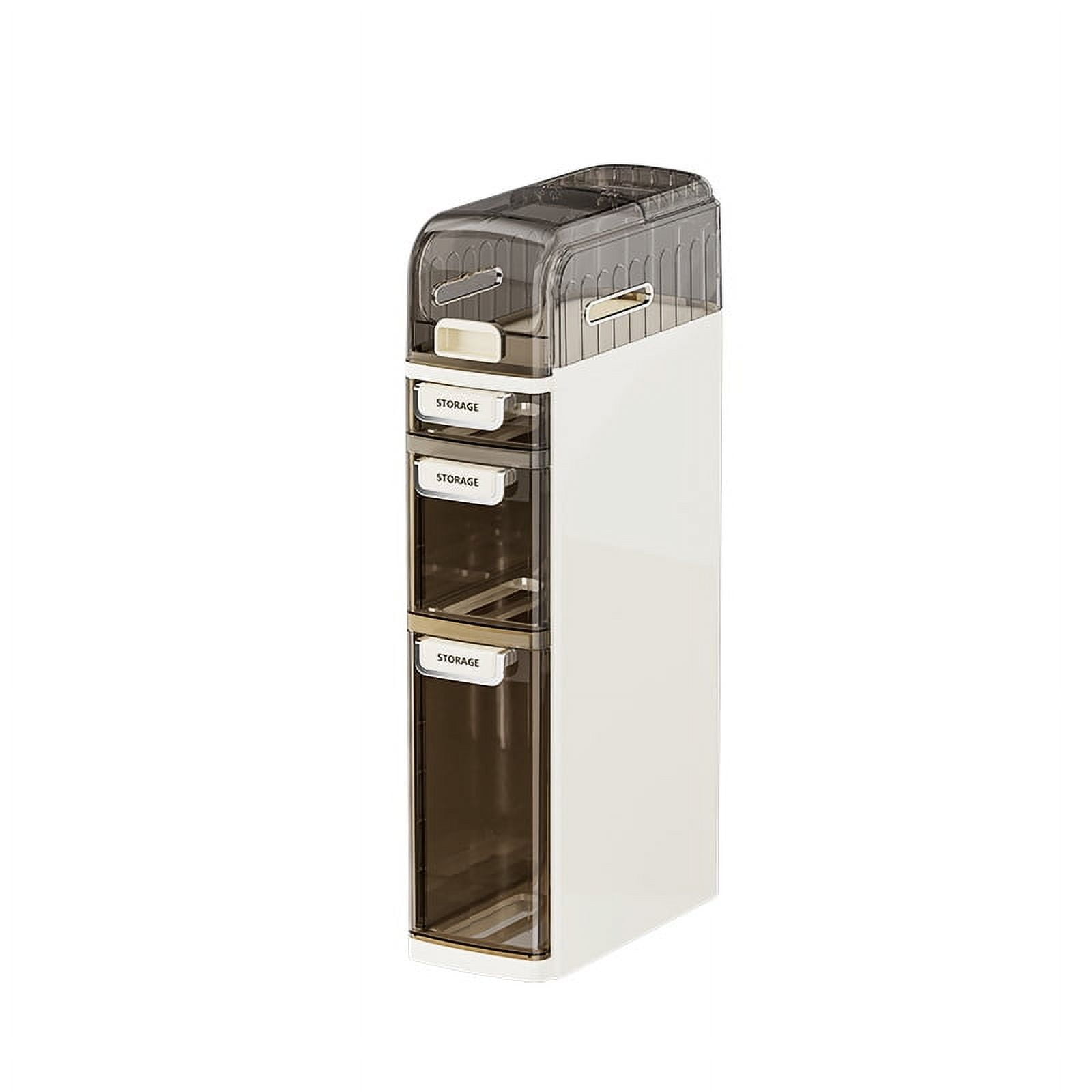 Narrow Storage Cabinet,4 Tier Slim Bathroom Organizers and Storage with Drawers & Tissue Box,Plastic Bathroom Cabinet for Small Space,Bathroom,Kitchen,Laundry