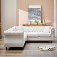 thumbnail image 2 of 83.5" L-Shaped Velvet Sofa, Atumon Oversized Corner Couch for Living Room, Solid Wood 5-Seater Corner Sofas with 3 Pillows for Bedroom, Apartment, Office, Beige, 2 of 10