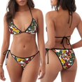 thumbnail image 6 of Zufioo Retro Floral Butterfly for Women's Bikini Set,High Elastic Swimsuit and Swim Trunks Two-piece Set-Removable Chest Pad,Strap Style,Pool and Beach Swimwear-Medium, 6 of 7