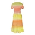 thumbnail image 6 of Wycnly Summer Dresses for Women Maxi Dress for Women Flowy Pleated Ruffle Swing Loose Tunic Pocket Long Dresses Women Vintage Tie-Dye Round Neck Short Sleeve Maxi Dresses, 6 of 6