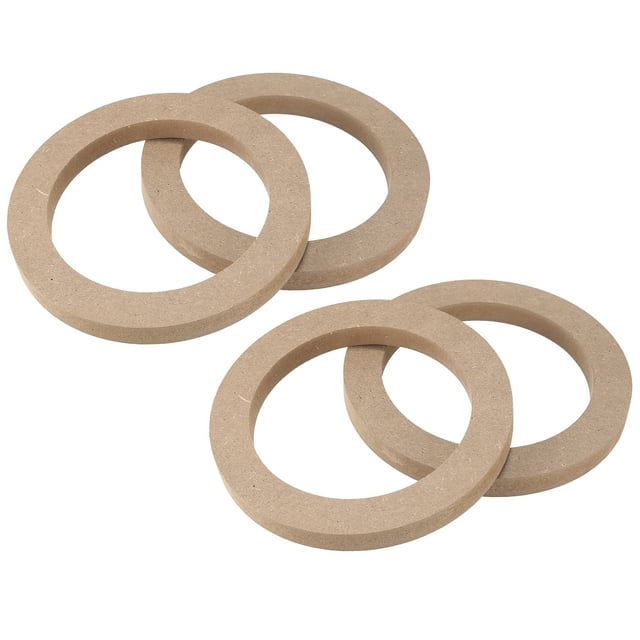 Unique Bargains 4 Pcs 4' Universal Wooden Khaki Car Speaker Subwoofer Mounting Spacer Rings Adapter Bracket Holder Plate