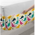 thumbnail image 2 of Dino Bed Skirt, Rhythmic Colorful Dinosaurs on Plain Background, Elastic Bedskirt Dust Ruffle Wrap Around for Bedding Decor, 4 Sizes, Multicolor, by Ambesonne, 2 of 2