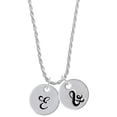 thumbnail image 1 of Delight Jewelry Silvertone Large Script Letter - E - 3/4'' Disc - Silvertone Script Initial Disc - & - Charm Necklace, 20"+3", 1 of 4
