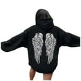 thumbnail image 4 of HOWPAY Angel Wings Hoodies for Women Printed Long Sleeve Casual Sweatshirt Kangaroo Pocket Drop Shoulder Loose Fit Fall Winter Outfits Clothes Black XXL, 4 of 8