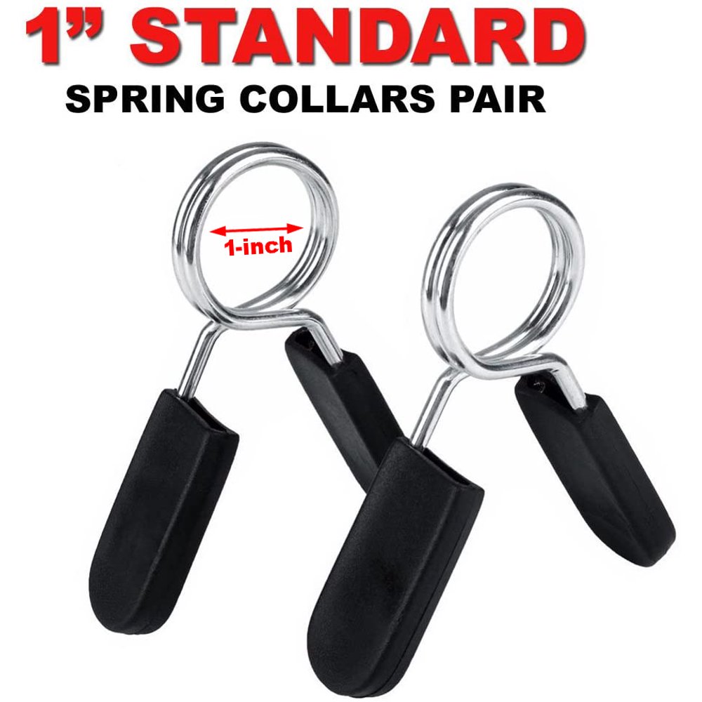 Fitness Maniac Standard 1 inch Barbell Bar Clamps Spring Collar Clips Gym Weight Dumbbell Lock